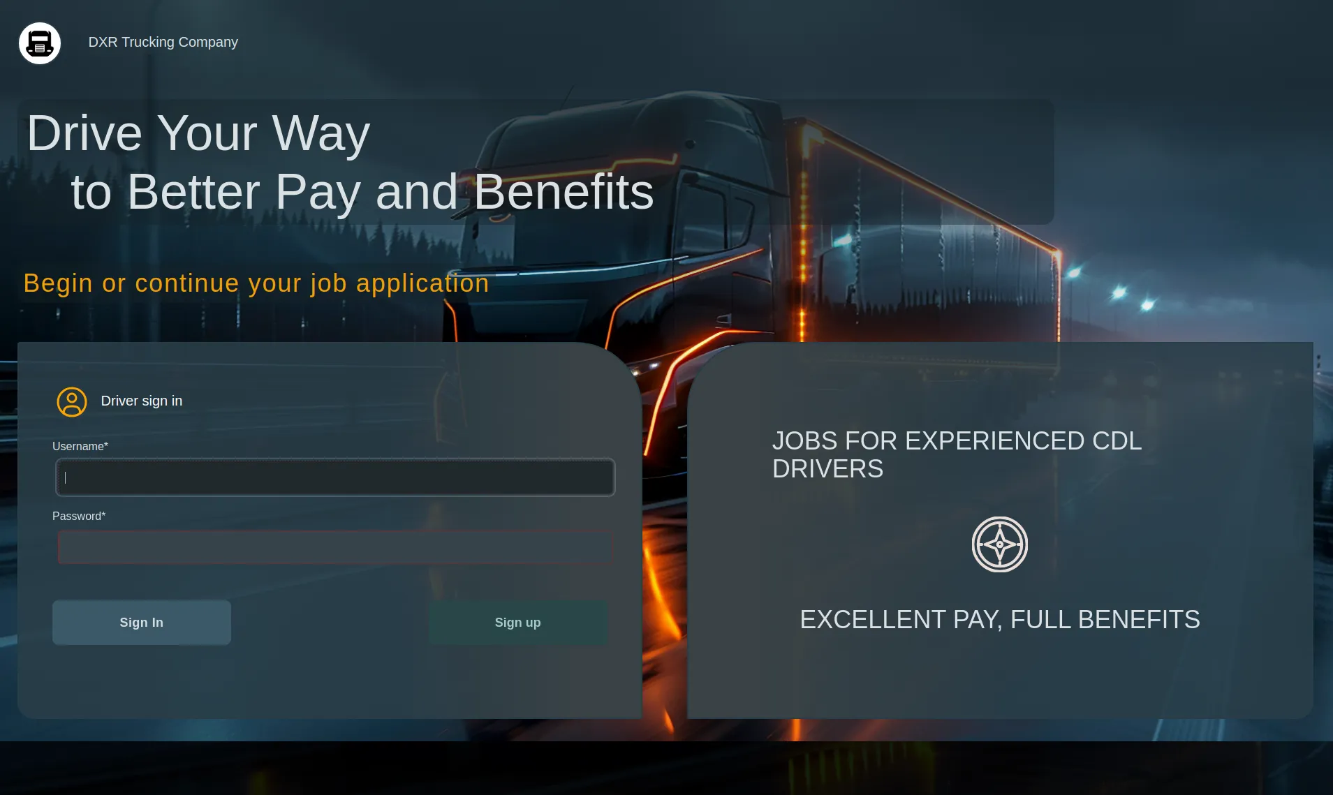 online job application front page image
